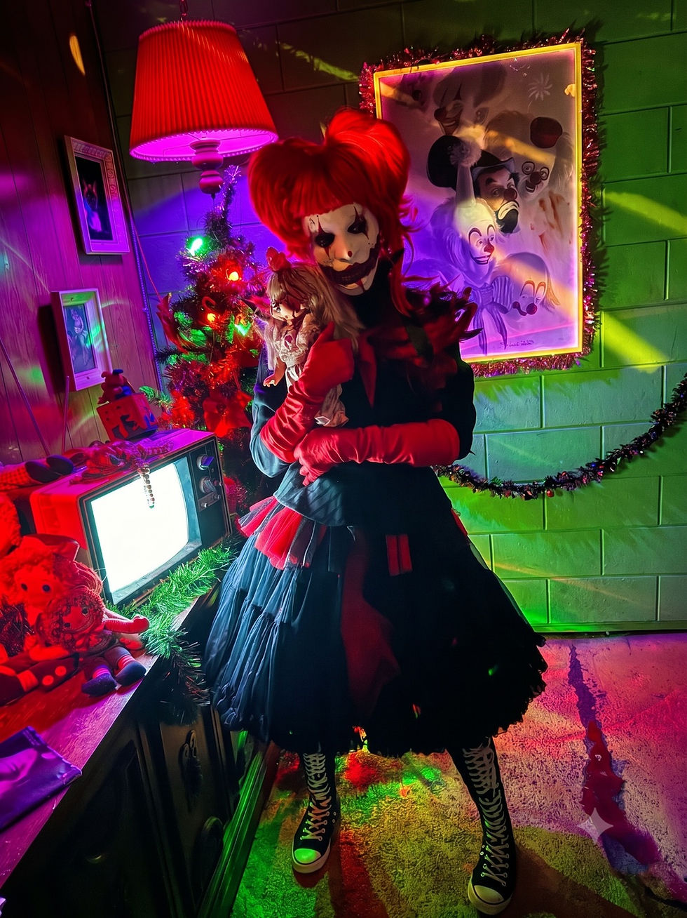 marinella looking creepy inside the haunted house