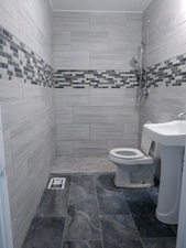 Zero entry shower bathroom