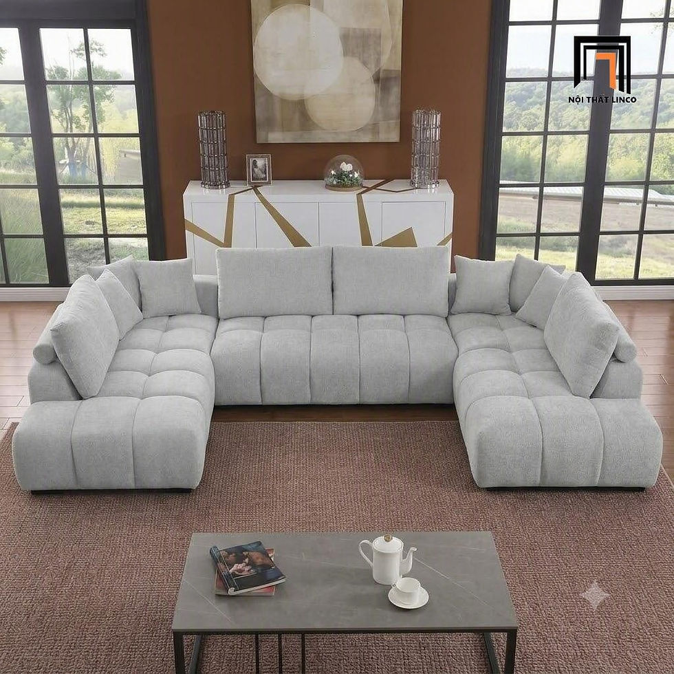 Hình thu nhỏ: Set ghế sofa chữ U chia múi UT32 Reindy 3m15 vải cao cấp
