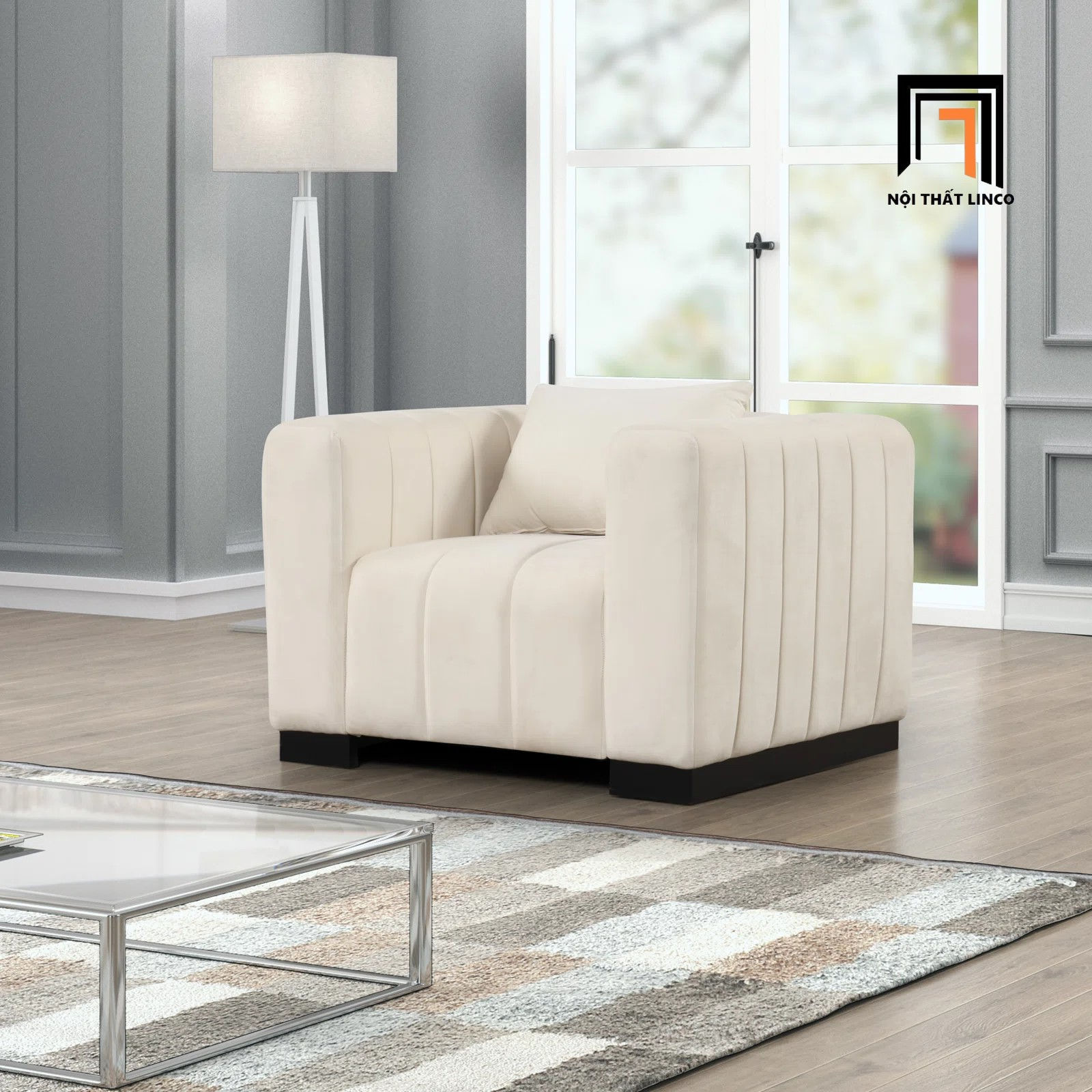 sofa vải nỉ trắng mềm