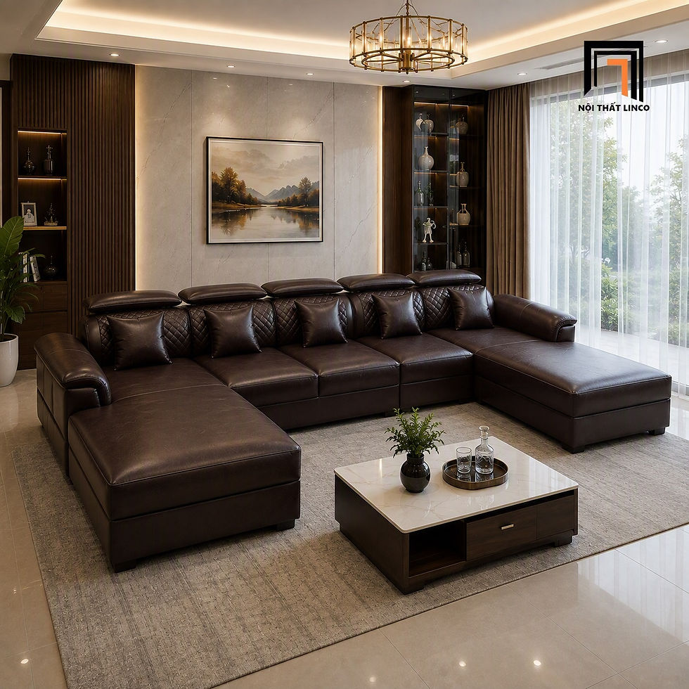 sofa nâu đậm gật gù