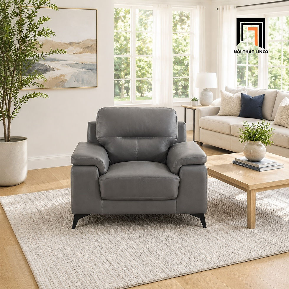 sofa bọc da giả màu xám