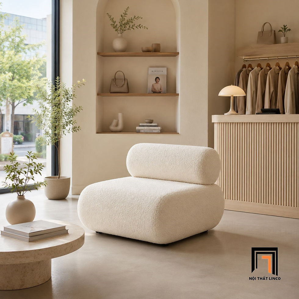 sofa vải lông cừu trắng