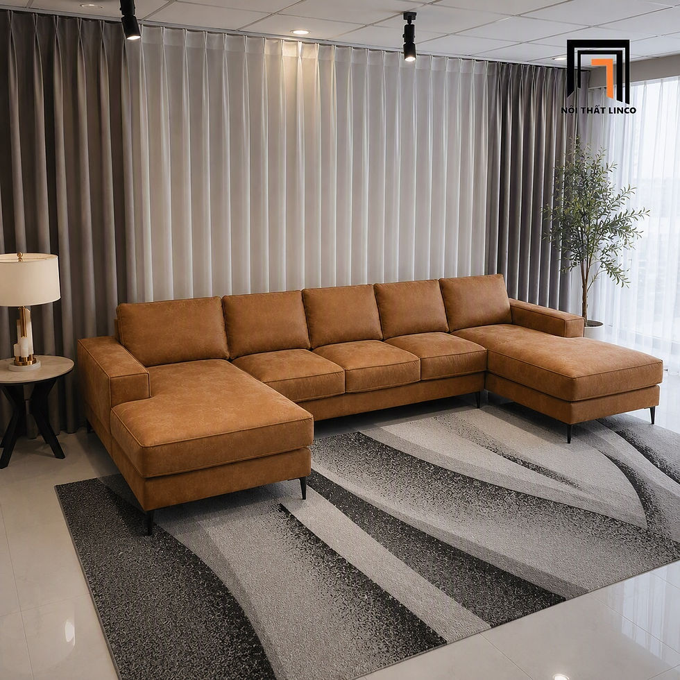 sofa da nâu diện tích lớn