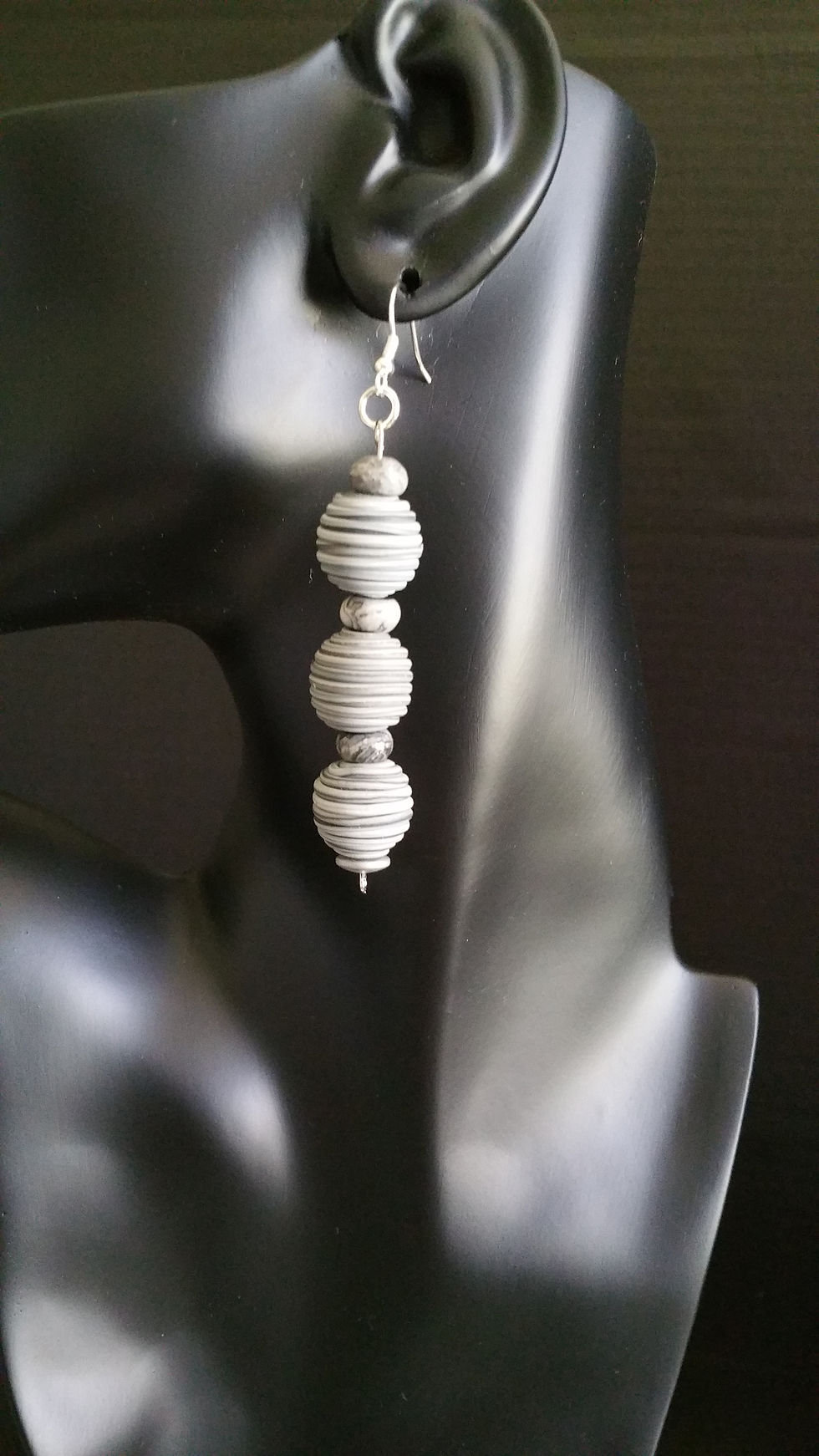 Thumbnail: Gray and Black Dangle Earrings