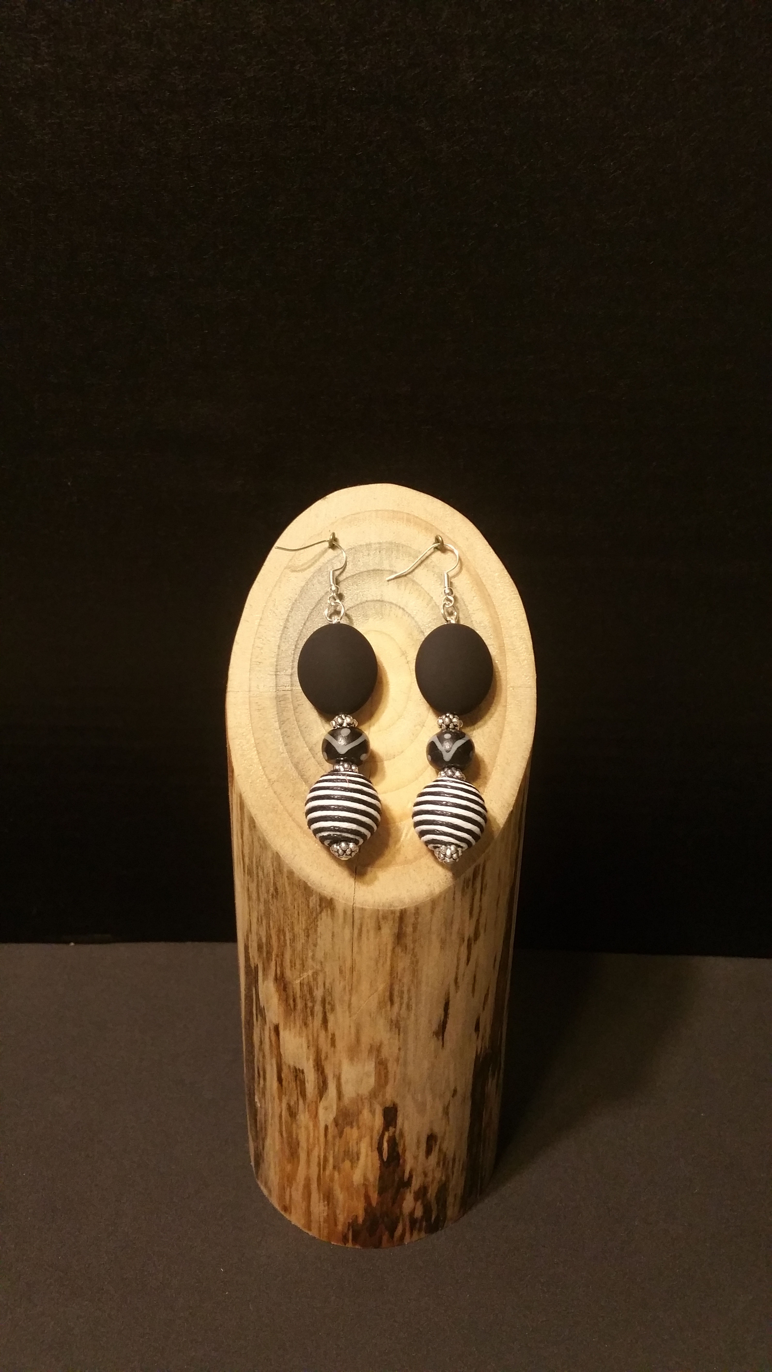 Black, White and Silver Earrings