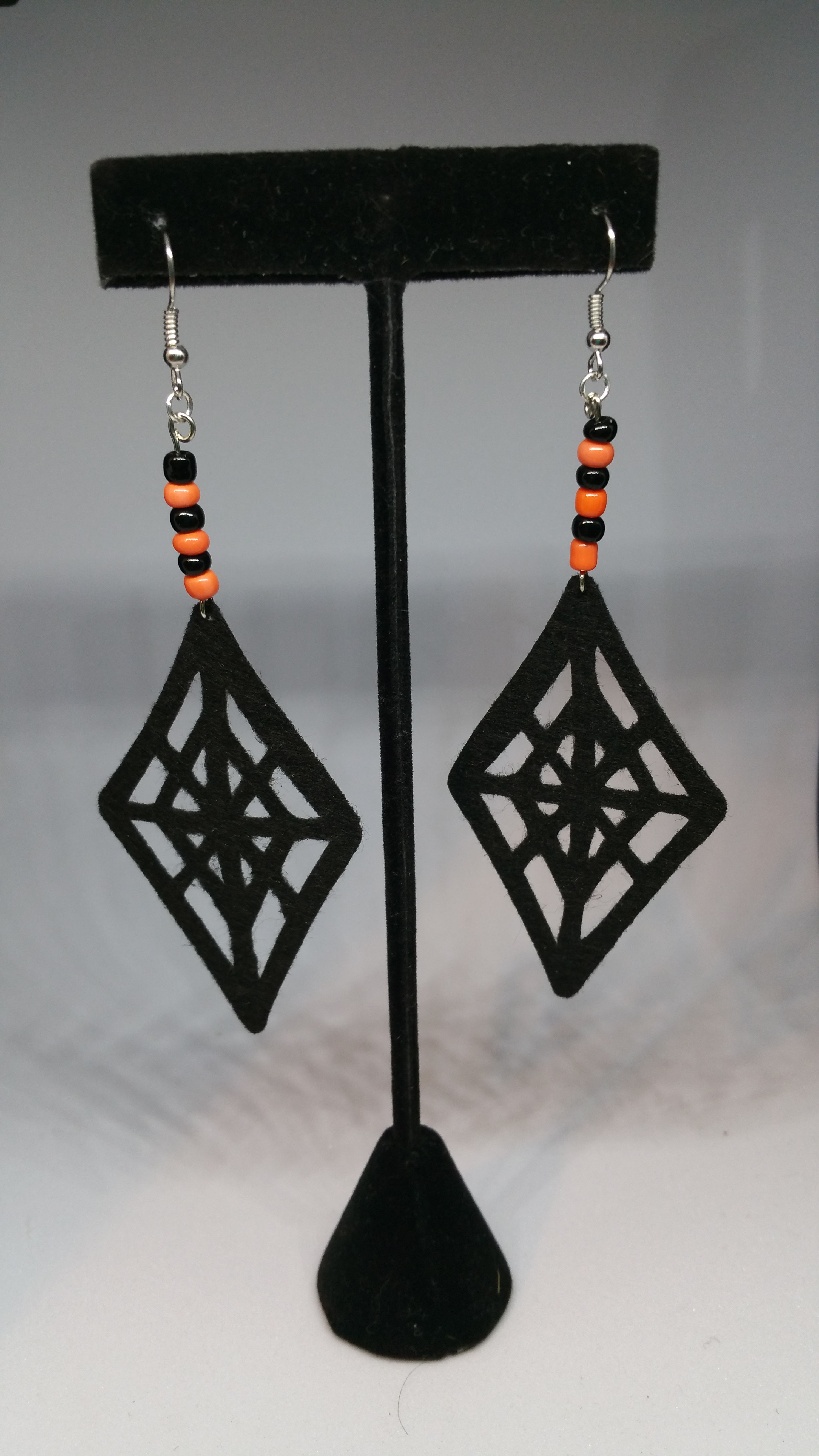 Felt and Seed Bead Halloween Dangle Earrings