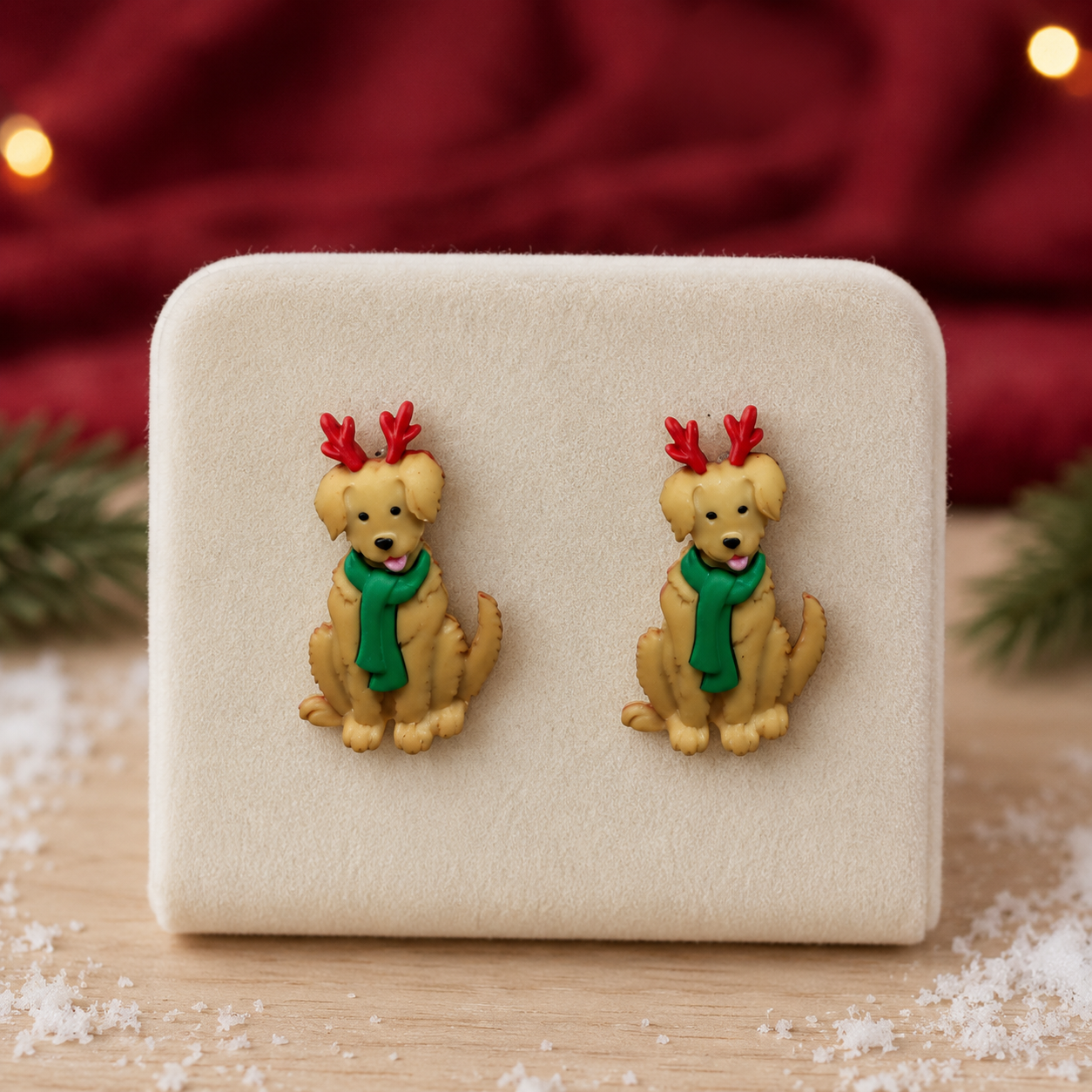 Reindeer Dog Christmas Earrings | Holiday Puppy Posts