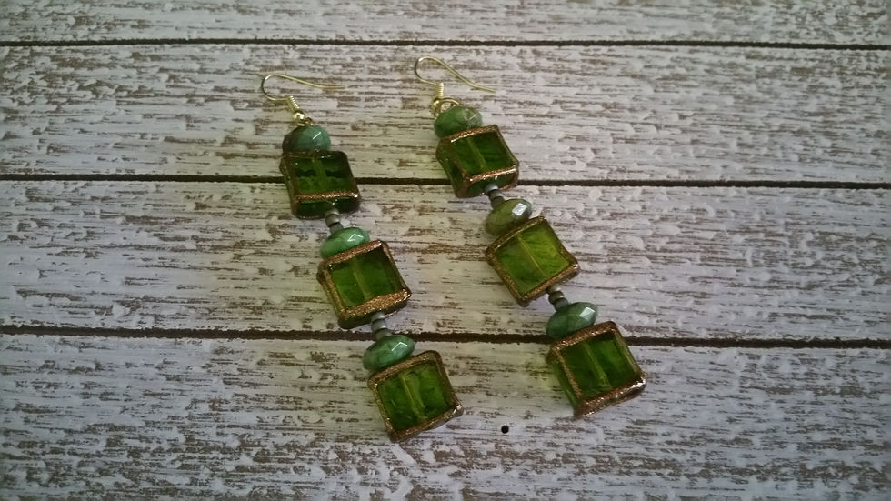 Green Glass Bead Dangles