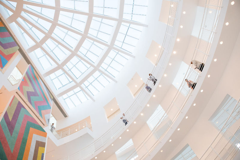 Interior Glass ceiling circular white atrium at the High Museum of Art in Atlanta.