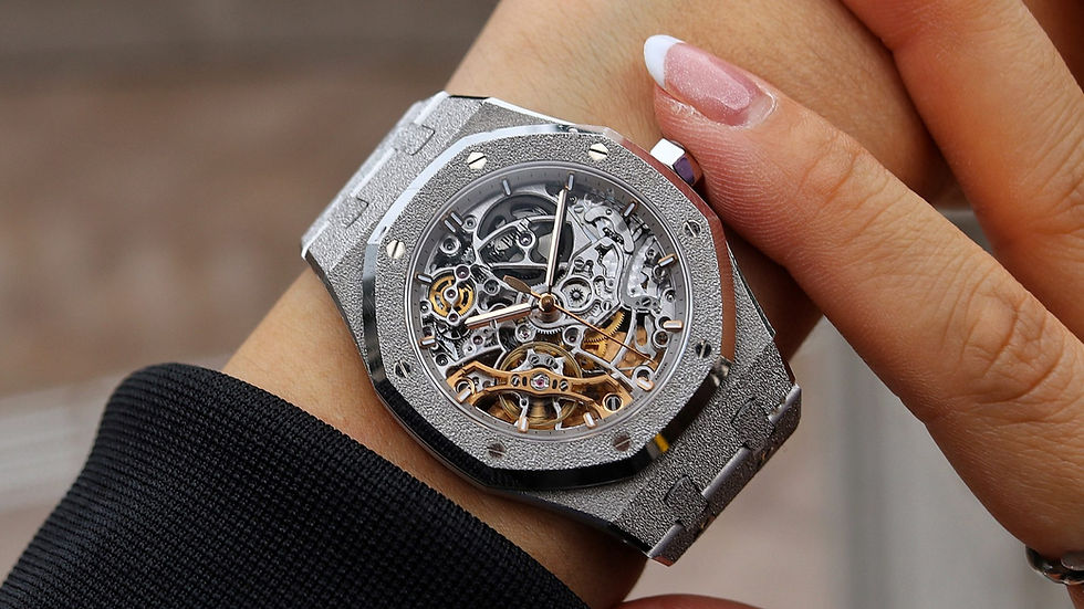 Audemars Piguet Royal Oak Skeleton watch on ladies wrist