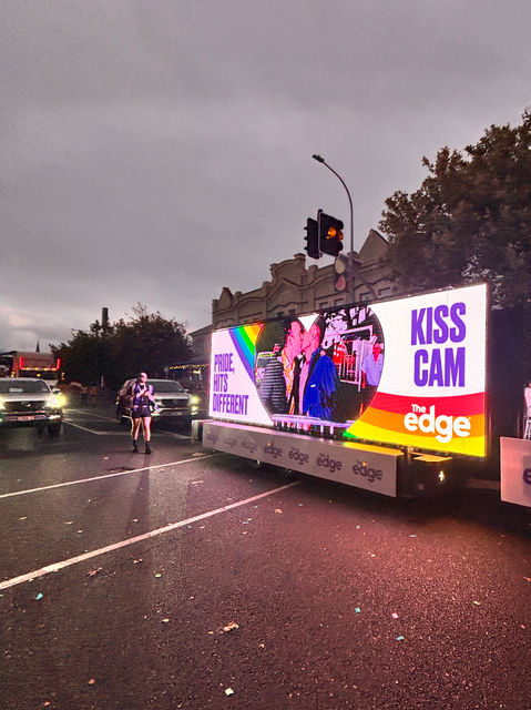 The Edge Kiss Cam at Auckland Pride Parade