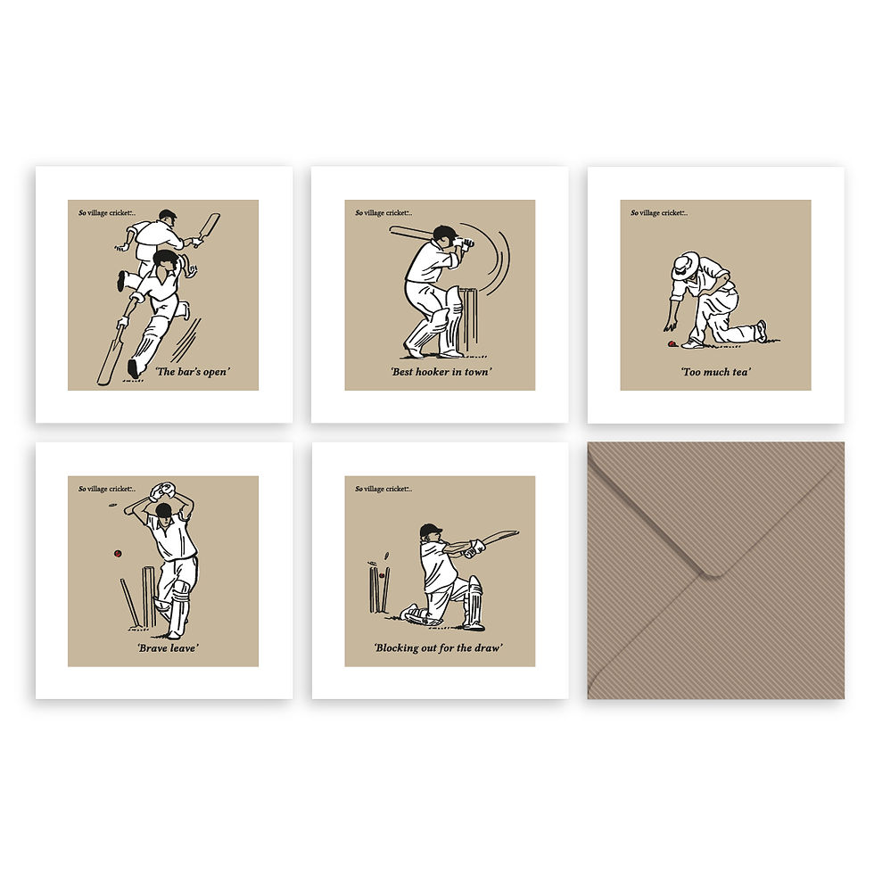 Funny cricket themed greetings cards