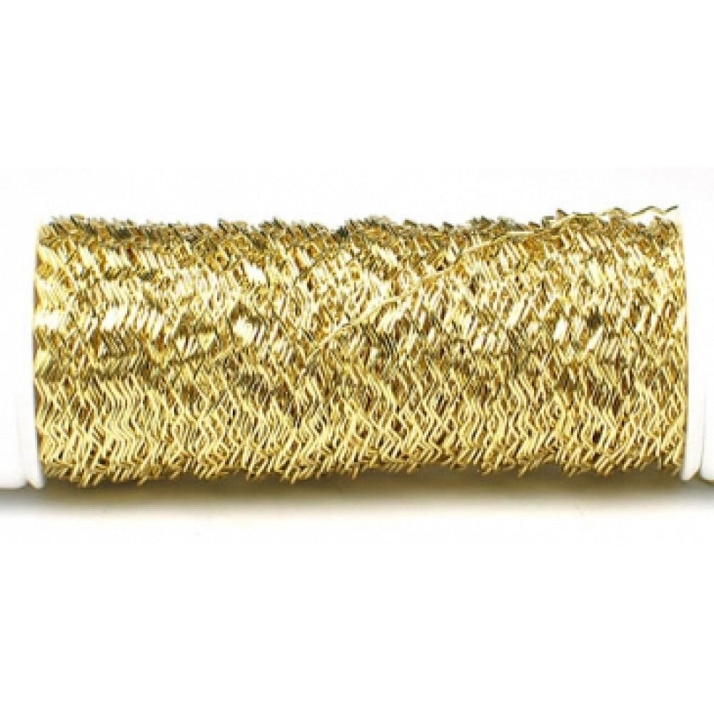 חוט שזירה ממתכת מצופה בצבע מטלי צורת זיגזג בעובי 0.3 מ"מ מארז 100 גרם תוצרת גרמנ