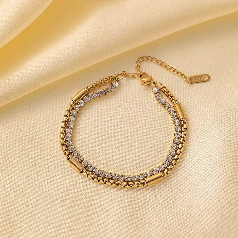 Layered Diamond Titanium Steel Bracelet