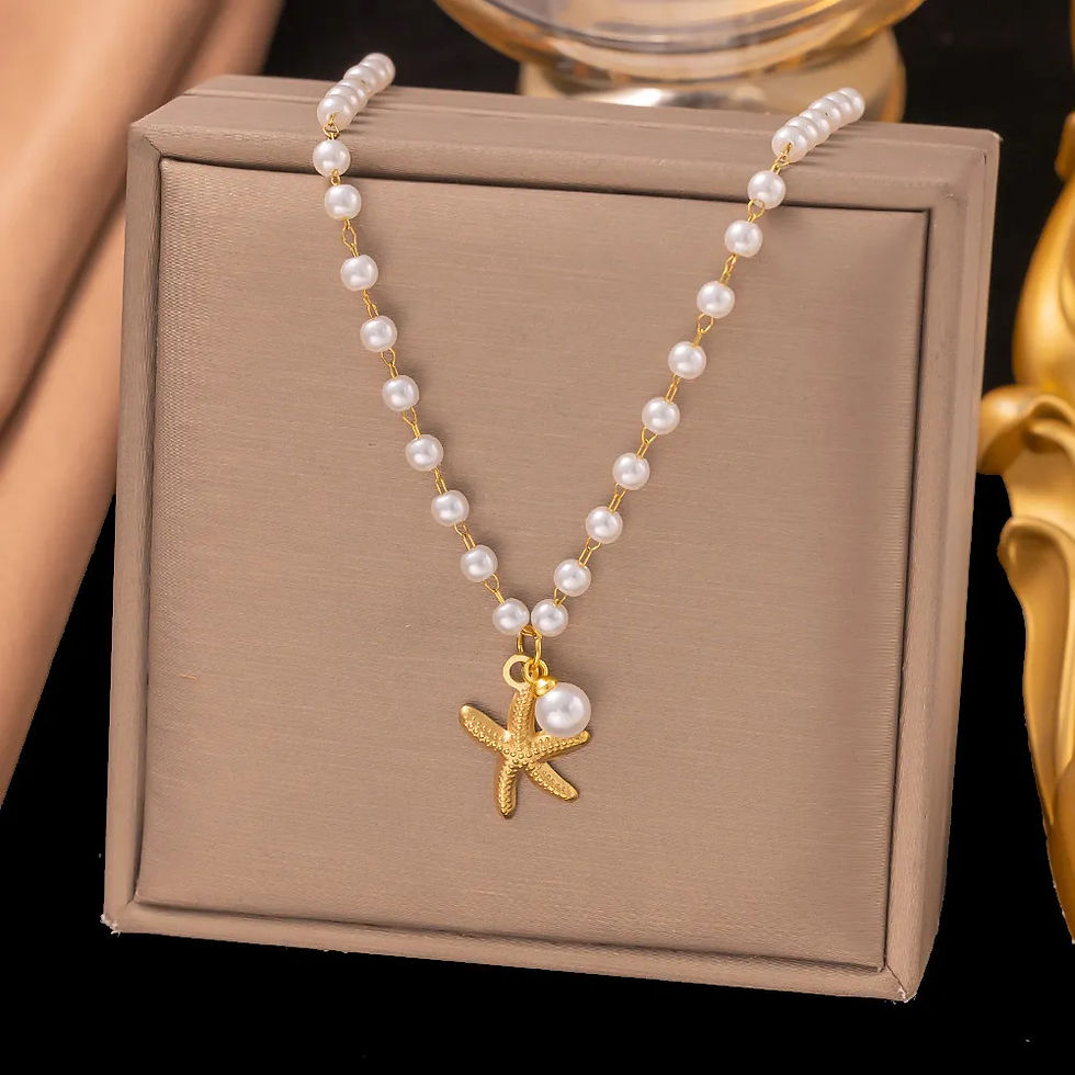Thumbnail: Ocean Theme Pearl Necklace and Bracelet Set