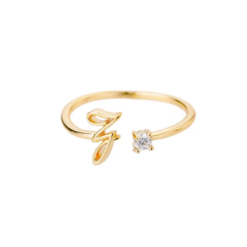 Thumbnail: Alphabet Letter Ring Gold Plated Zinc Alloy Jewelry