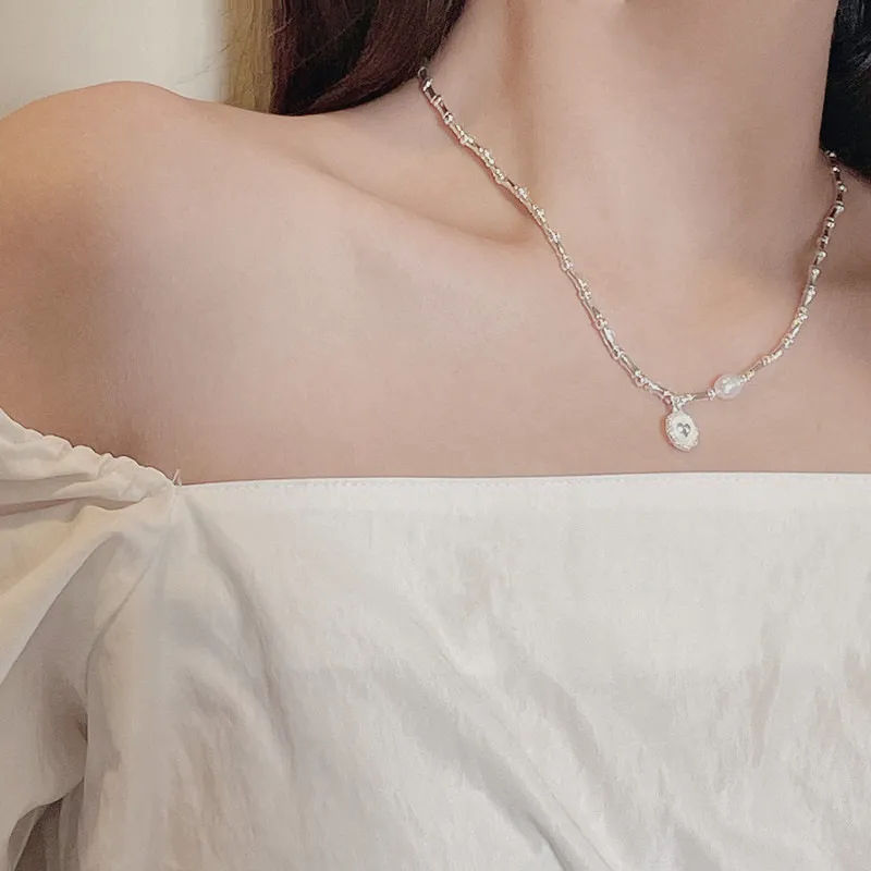 Thumbnail: Handmade Sterling Silver Heart Pearl Necklace
