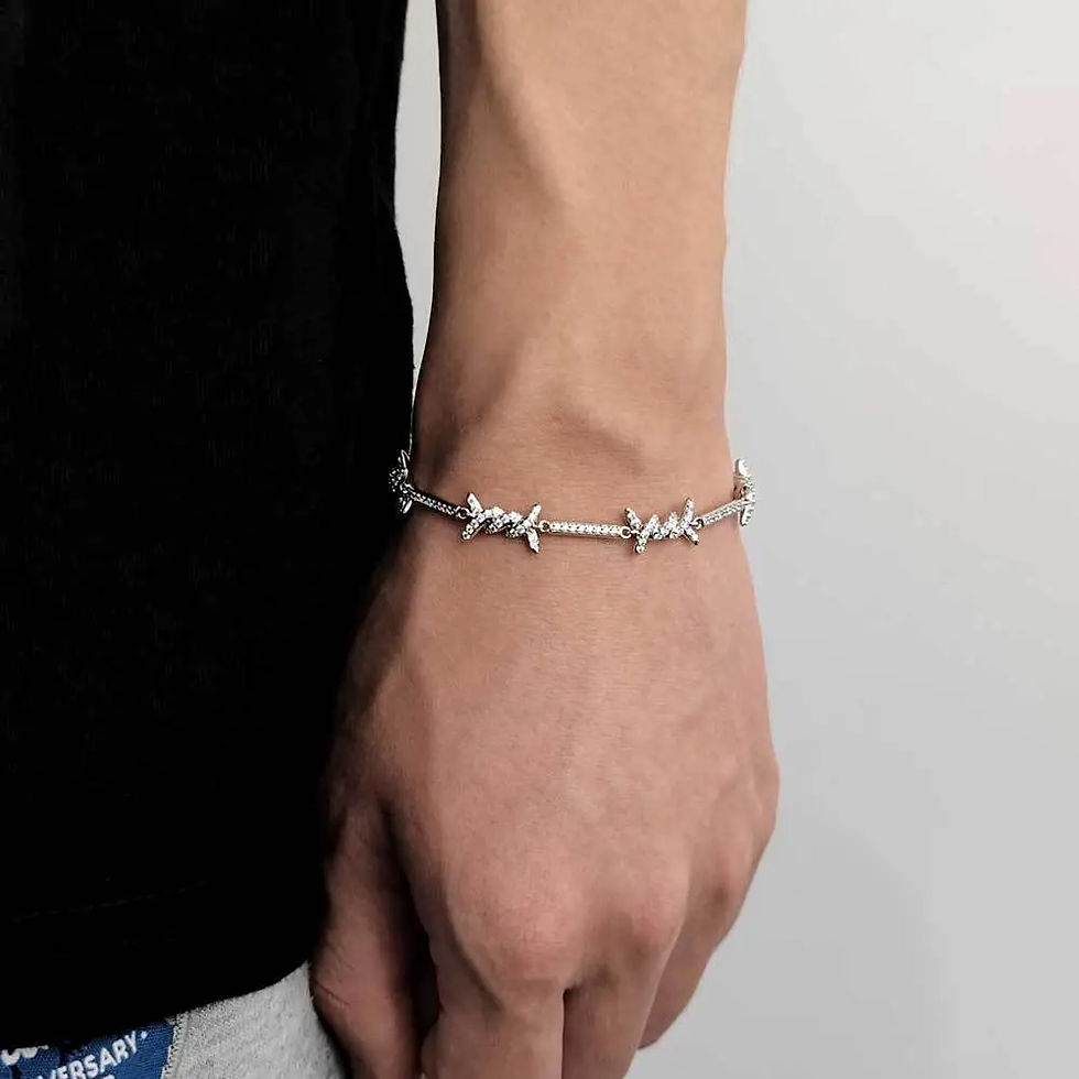 Thumbnail: Micro-pavé Zircon Square-Buckle Thin Thorn Bracelet