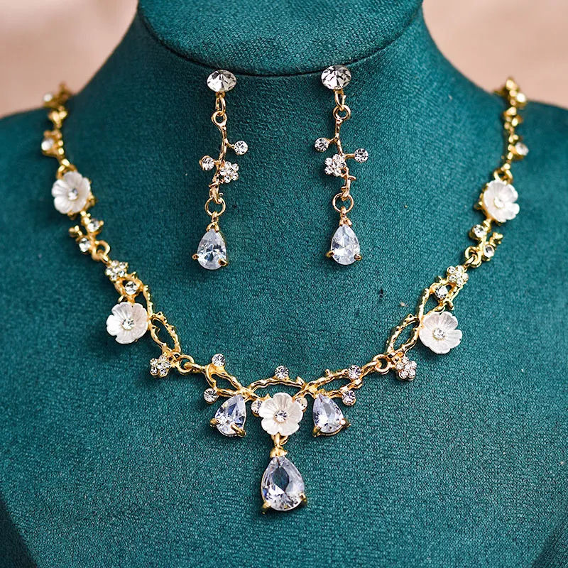 Thumbnail: Bridal Zircon Necklace and Earrings
