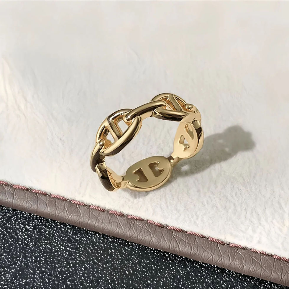 Thumbnail: Titanium Steel Pig Nose Ring 18K Gold Plated Unisex Jewelry