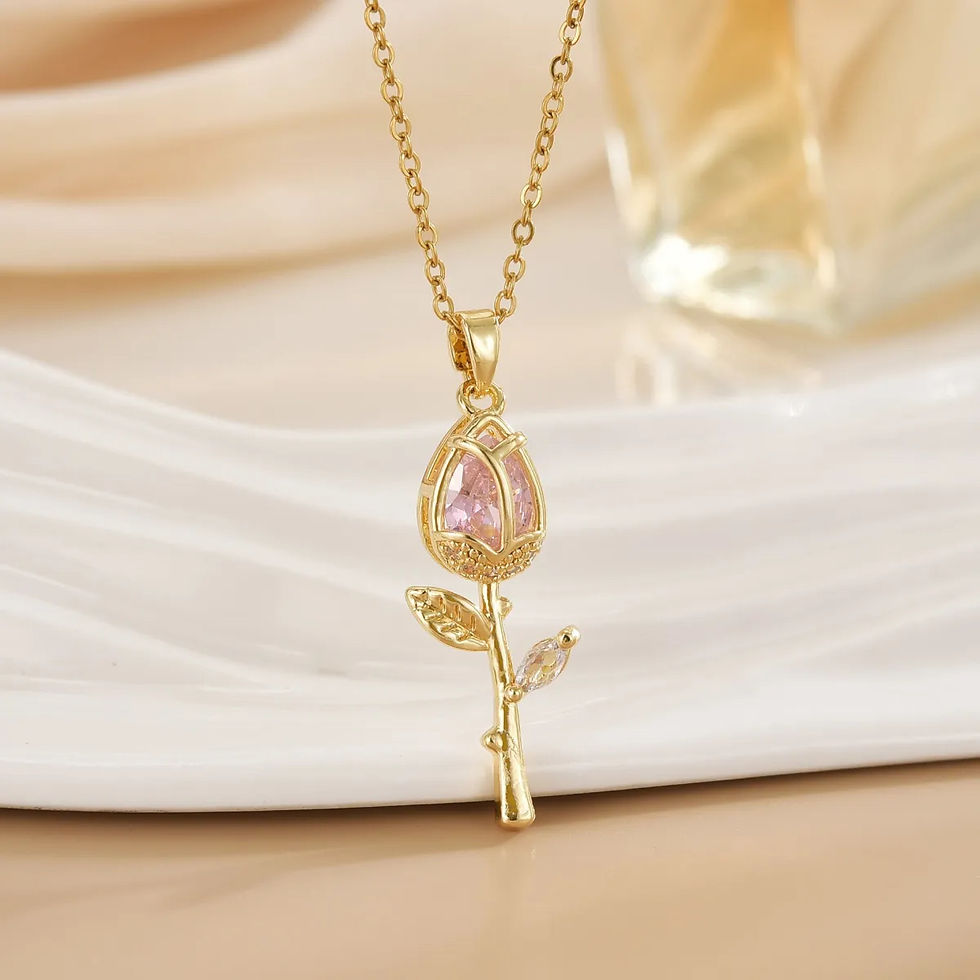 Thumbnail: Tulip Flower Design Titanium Steel Necklace