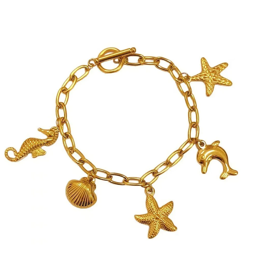 Thumbnail: Ocean Theme Pearl Necklace and Bracelet Set