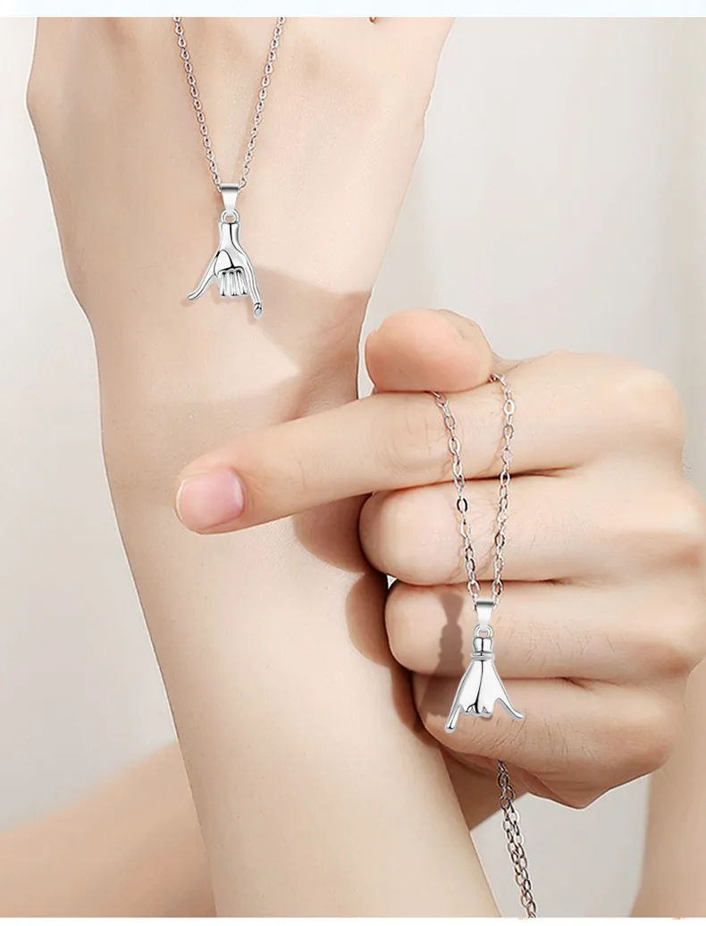 Geometric Hook Couple Pendant Necklace
