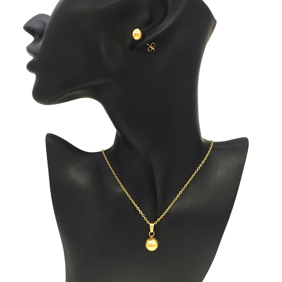 Thumbnail: Titanium Steel Gold Plated Necklace and Earring Set
