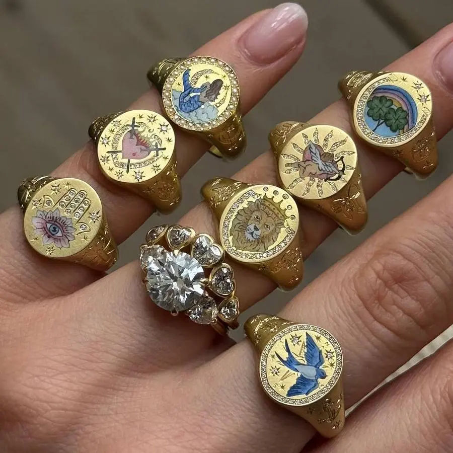 Stainless Steel Adjustable Themed Rings