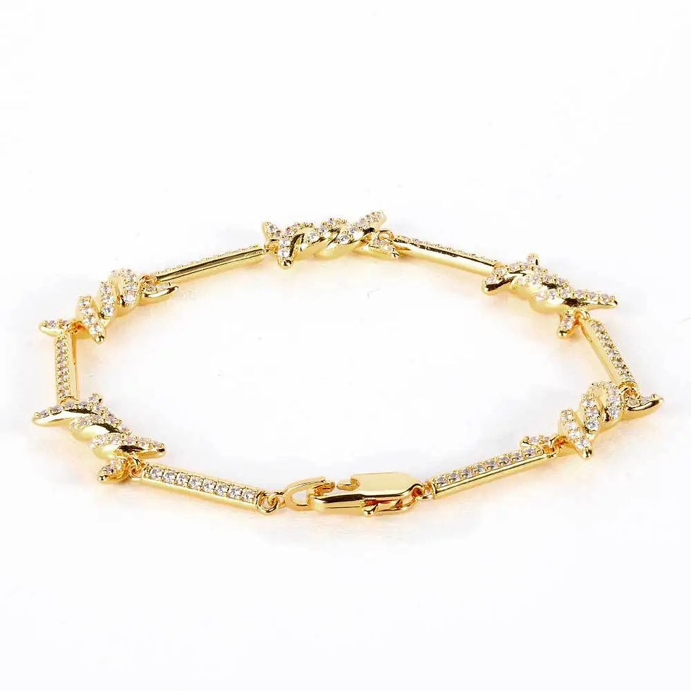 Thumbnail: Micro-pavé Zircon Square-Buckle Thin Thorn Bracelet