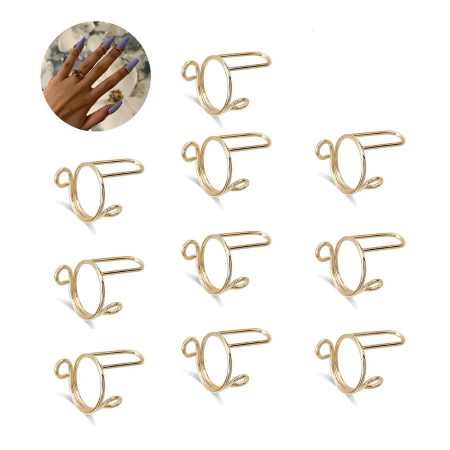 Adjustable Detachable Nail Rings Set