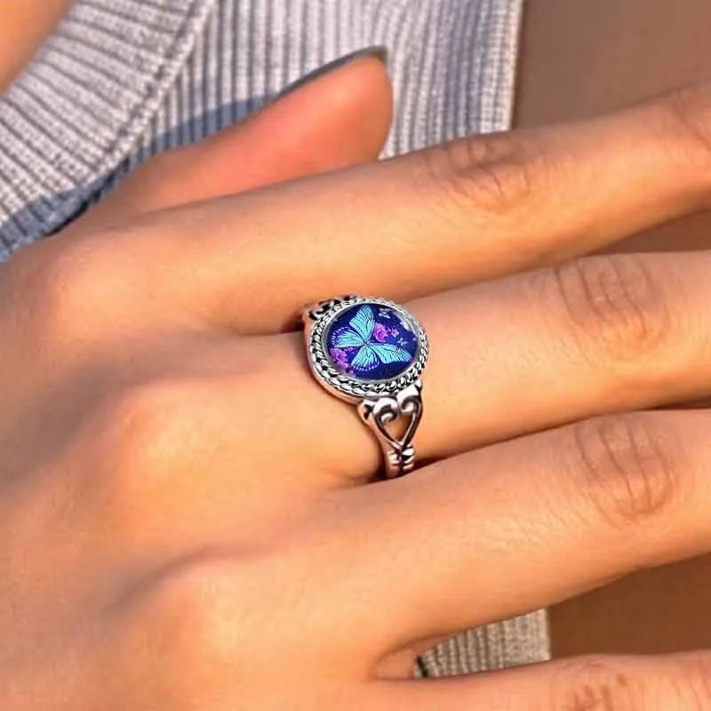 Foral purple Butterfly Rings