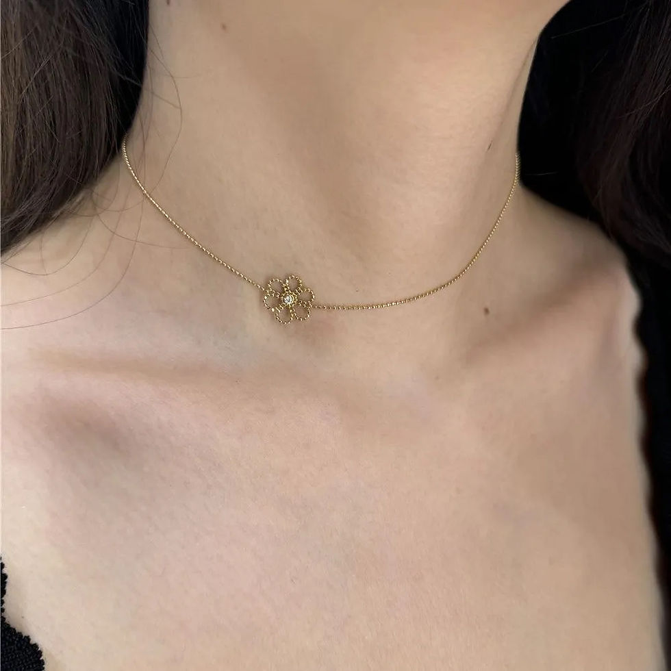 Thumbnail: Floral Choker Necklace with Golden Pendant