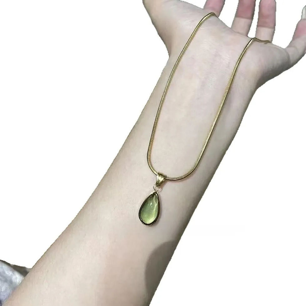 Thumbnail: Green Water Drop Blue Ocean Titanium Steel Necklace