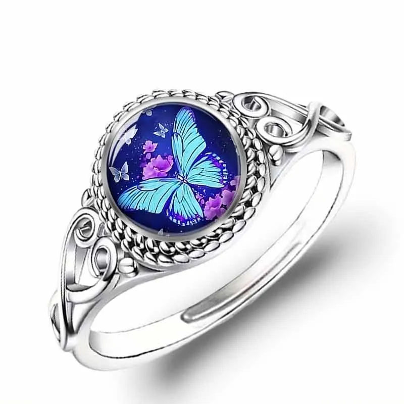 Thumbnail: Foral purple Butterfly Rings