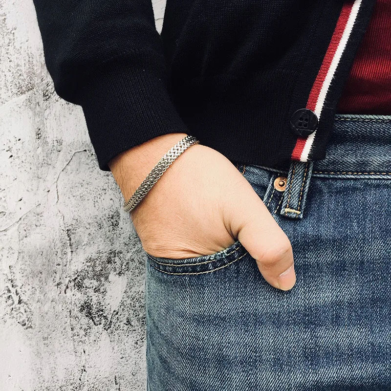 Thumbnail: Woven Roman Chain Titanium Steel Bracelet