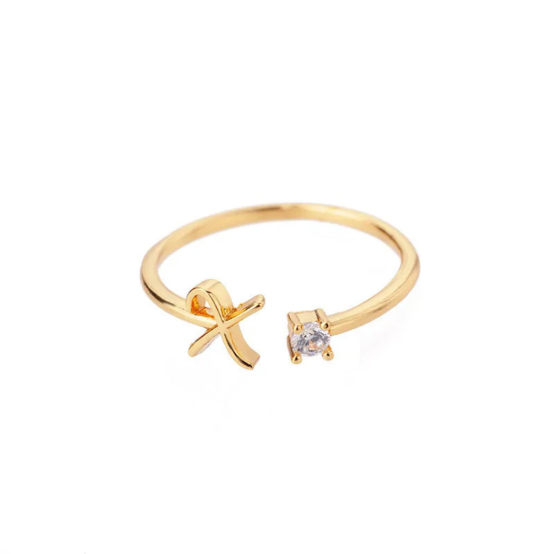 Thumbnail: Alphabet Letter Ring Gold Plated Zinc Alloy Jewelry