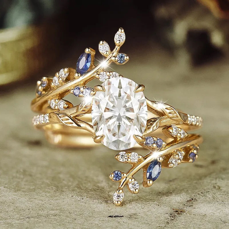 gold wedding rings with wheat ears