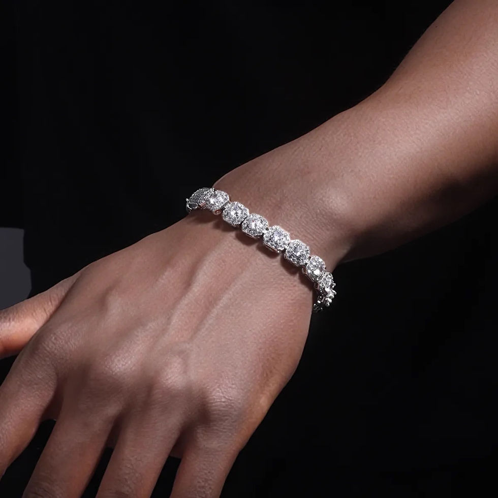 Thumbnail: Full Diamond Square Cuban Chain Bracelet