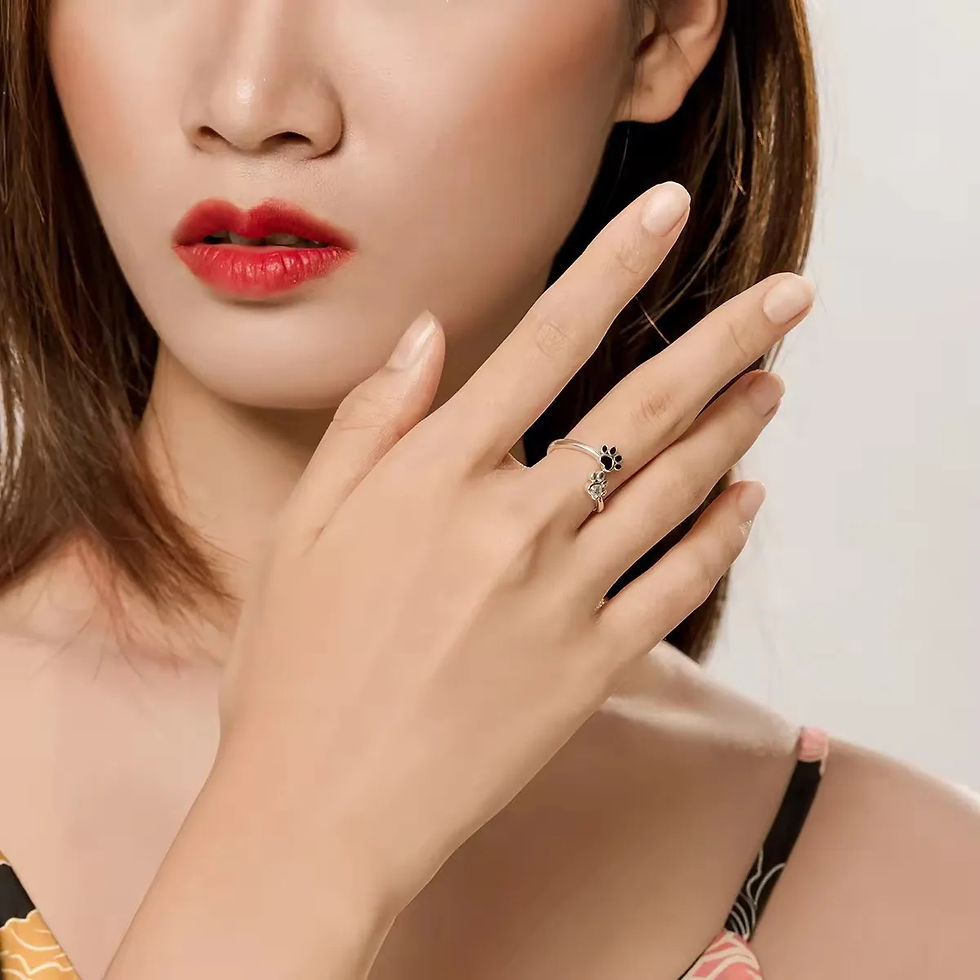 Thumbnail: Adjustable Cat Paw Ring Korean Style Jewelry