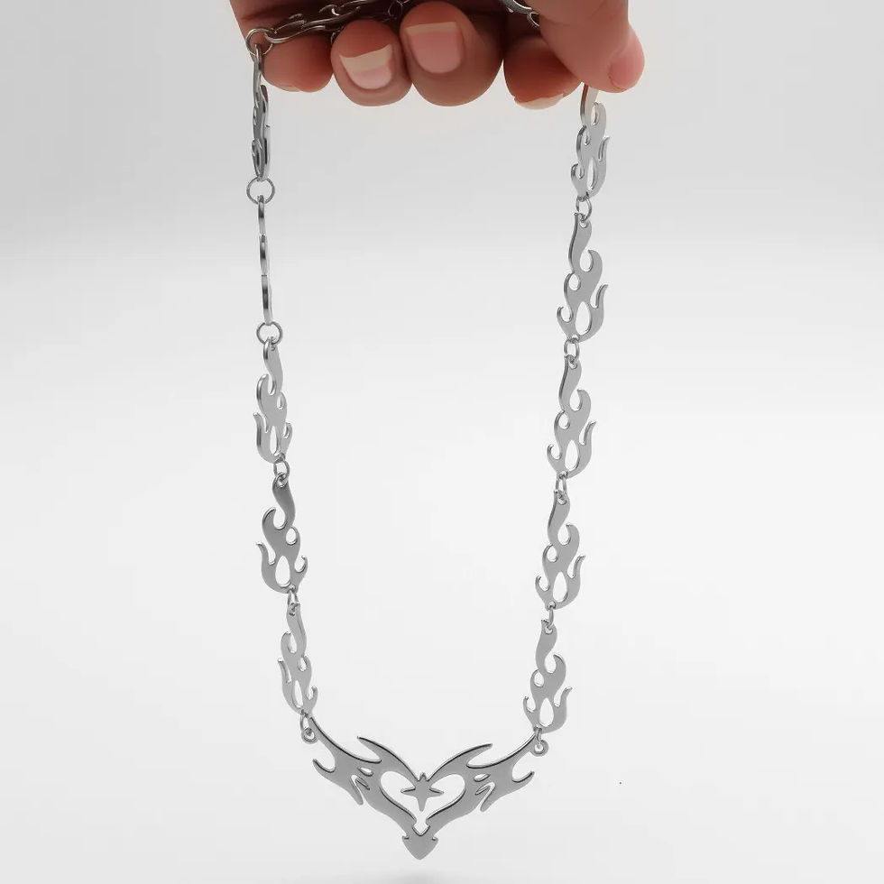 Thumbnail: Hollow Peach Heart Thorn Flame Chain Necklace