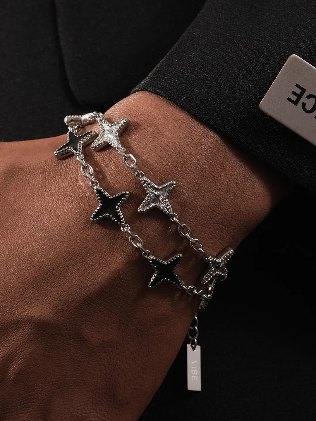 Adjustable Four-Pointed Star Beaded Bracelet
