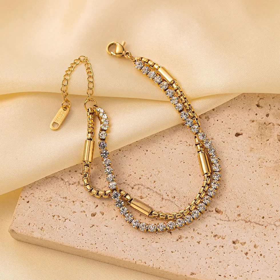 Thumbnail: Layered Diamond Titanium Steel Bracelet