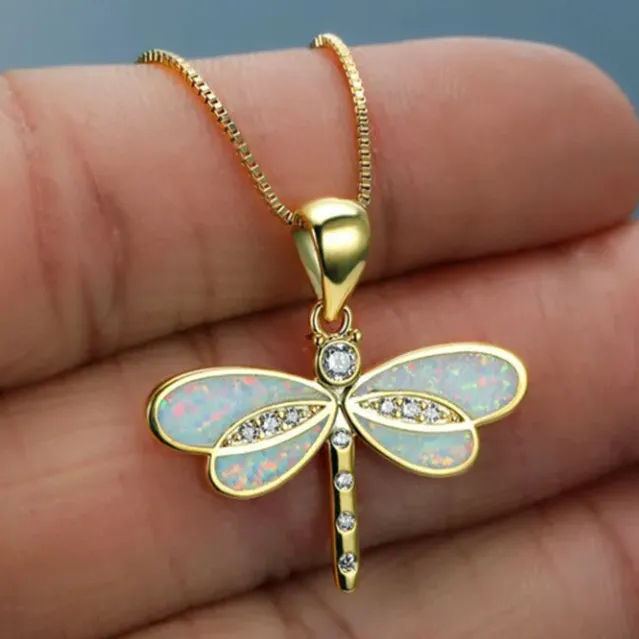Thumbnail: New Fashionable White Dragonfly Necklace