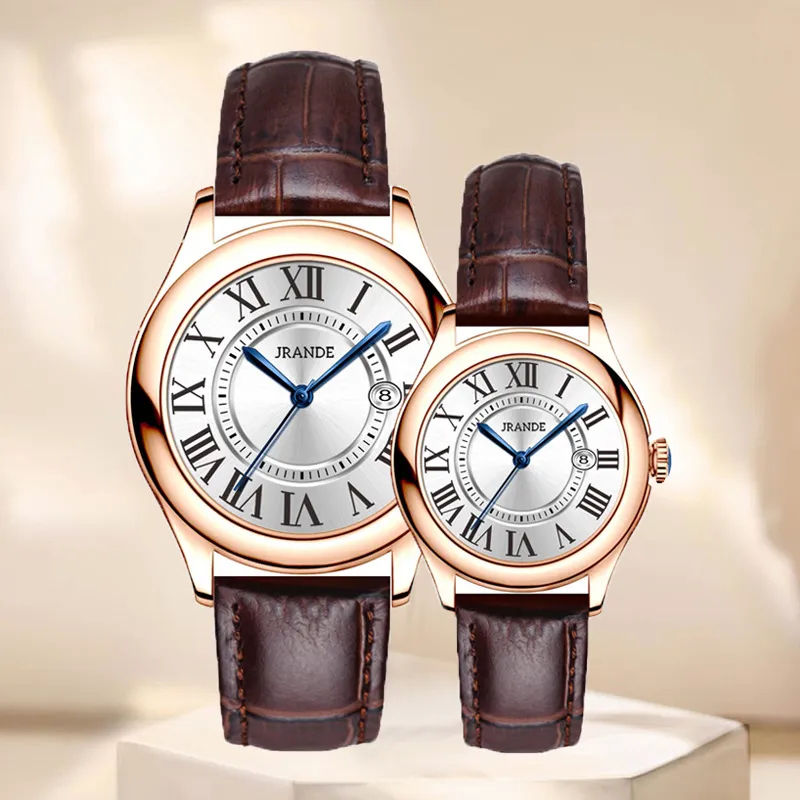 Thumbnail: Leather Strap Quartz Couple Watches