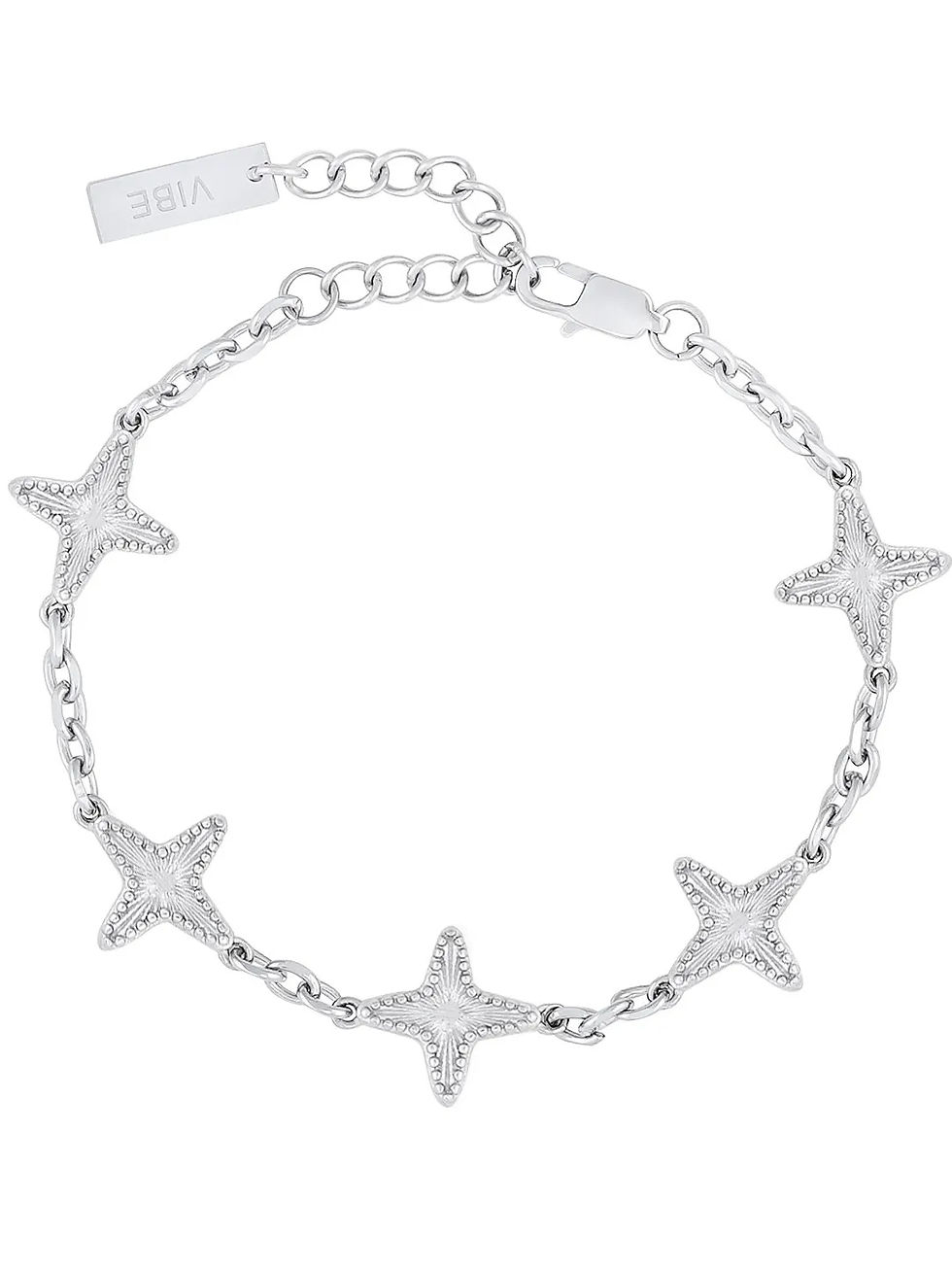 Thumbnail: Adjustable Four-Pointed Star Beaded Bracelet