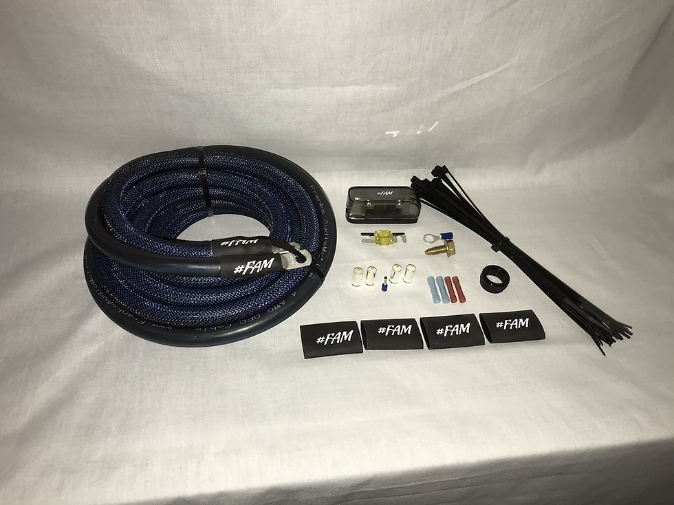 Thumbnail: #FAM 4AWG Copper Amp Power Kit- Black/Blue