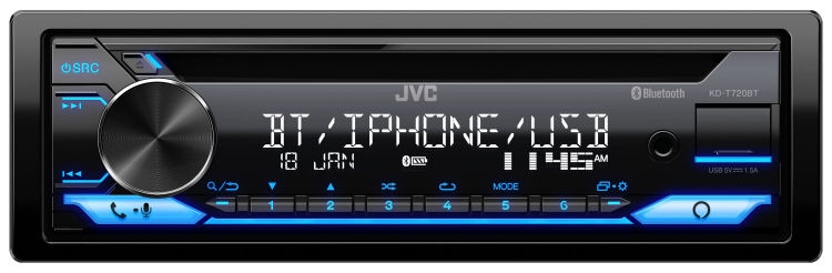 Thumbnail: JVC KD-T720BT Single Din CD Receiver w/Bluetooth