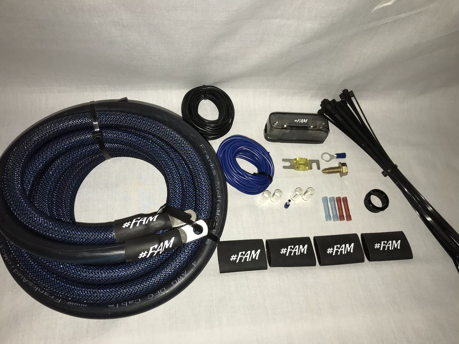 #FAM 4AWG Copper Amp Power Kit- Black/Blue
